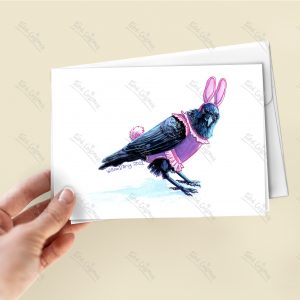 Crow in Pink and Purple Bunny Rabbit Costume