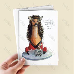 Greeting card with an illustration of a deer dressed as an iconic counselor in the next generation of enterprising starships.